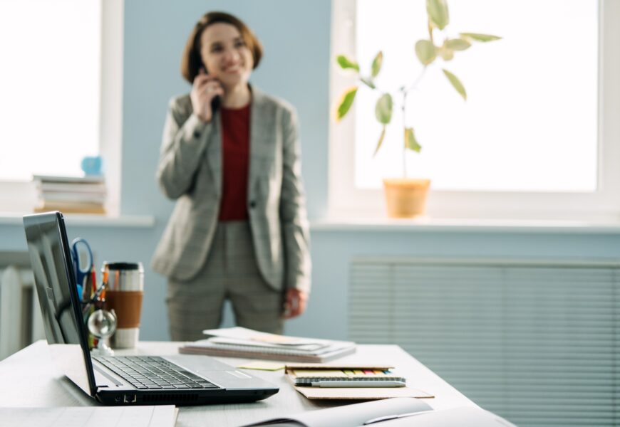 Young professionals, gen z working, first job. Confident young businesswoman working