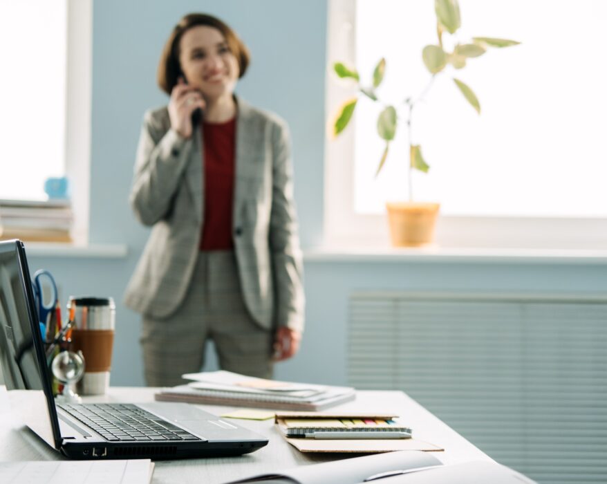 Young professionals, gen z working, first job. Confident young businesswoman working